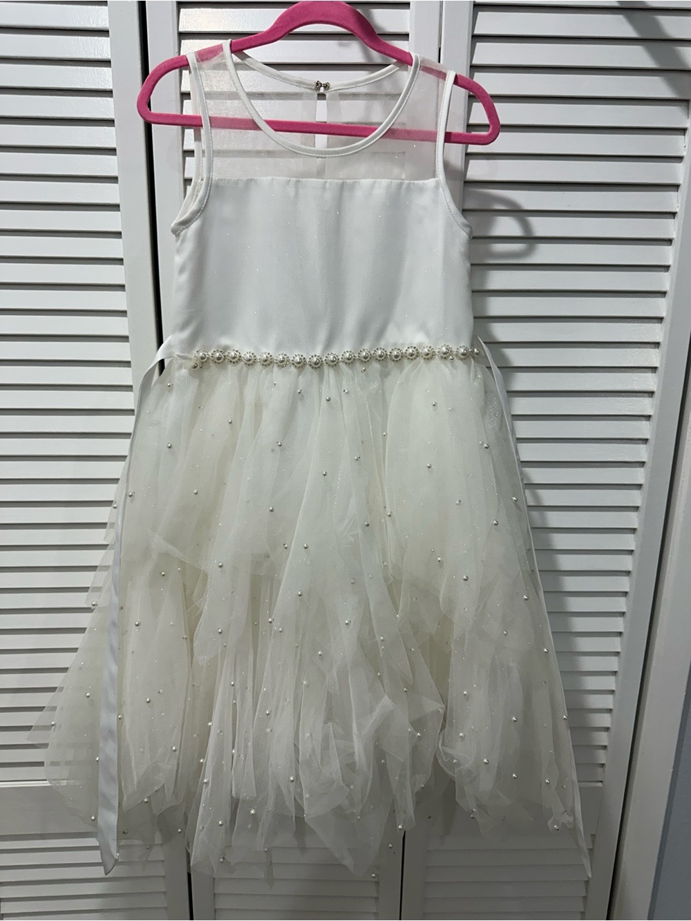 American Princess Ivory Pearl-Embellished Tulle Party Dress